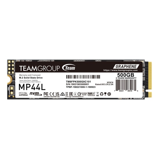 Team MP44L TM8FPK500G0C101 500GB NVMe PCIe M.2 SSD Disk - 5000/2500 MB/s, Gen4x4, 3D NAND, 440K/545K IOPS