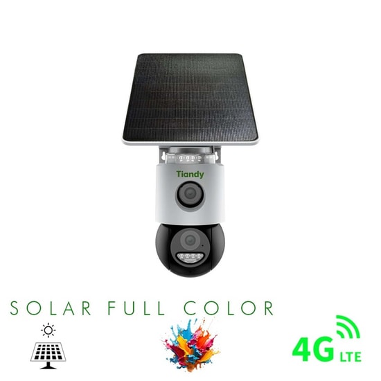 Tiandy TC-H363N SPEC:9DA-4 PT Kamera - 3+3MP, 4mm Lens, 30m Dual Light, 4G Solar Pan/Tilt, İnsan/Araç Algılama, Kişi Tak