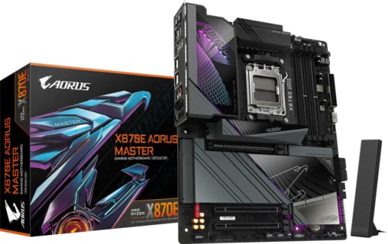 Gigabyte X870E Aorus Master AM5 DDR5 ATX Anakart - 8600MHz, 4xM.2, PCIe Gen.5, RGB LED, 5GbE LAN, Wi-Fi 7, 2xUSB4 40Gbps