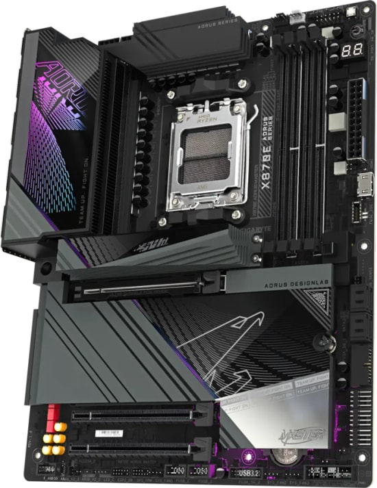 Gigabyte X870E Aorus Master AM5 DDR5 ATX Anakart - 8600MHz, 4xM.2, PCIe Gen.5, RGB LED, 5GbE LAN, Wi-Fi 7, 2xUSB4 40Gbps