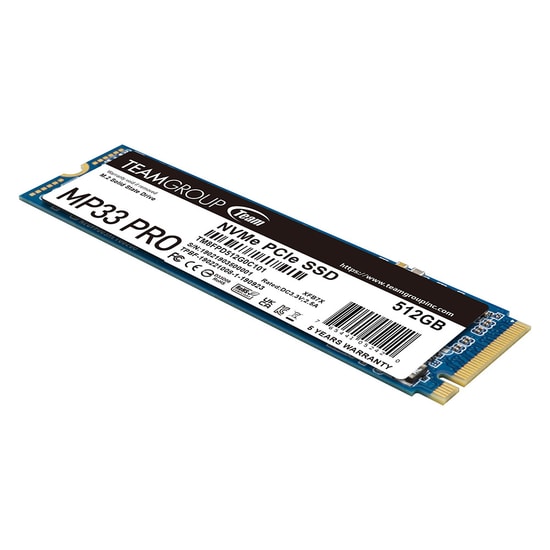 Team MP33 Pro TM8FPD512G0C101 M.2 NVMe SSD Disk - 512 GB, PCIe Gen3x4, 2100/1700 MB/s, 220K/200K IOPS