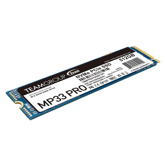 Team MP33 Pro TM8FPD512G0C101 M.2 NVMe SSD Disk - 512 GB, PCIe Gen3x4, 2100/1700 MB/s, 220K/200K IOPS