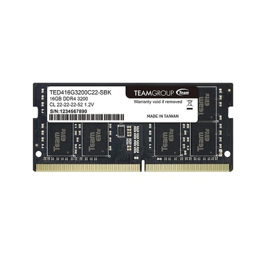 Team Elite TED416G3200C22-S01 Notebook SODIMM RAM - 16GB DDR4, 3200MHz, CL22, Tek Modül 1x16GB, 1.2V, 260 Pin