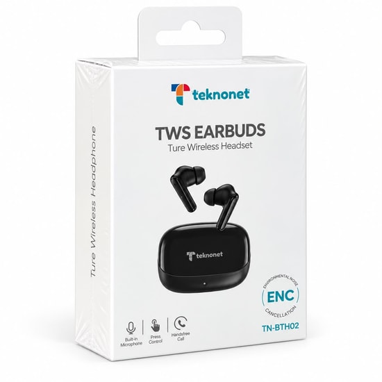 Teknonet TN-BTH02 AZK Bluetooth Kulaklık Siyah NT-117095 - Gürültü Önleme, 24 Ay İthalatçı Garantili, P.R.C Menşeli