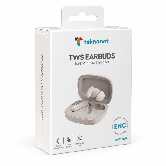 Teknonet TN-BTH03 Bluetooth Kulaklık Krem NT-117097 - 24 Ay İthalatçı Garantili, P.R.C Menşeli, Su Geçirmez Değil