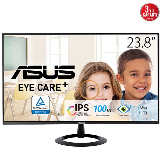 Asus VZ24EHF Monitör - 23.8 İnç FHD IPS, 100Hz, 1ms, HDMI, VESA, Adaptive Sync, Flicker-Free, Düşük Mavi Işık