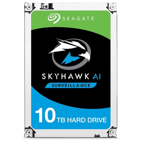 Seagate SkyHawk AI ST10000VE0004 Dahili HDD - 10TB, 3,5", SATA 3, 7200 RPM, 256MB, RV Sensör, 7/24 Güvenlik Diski