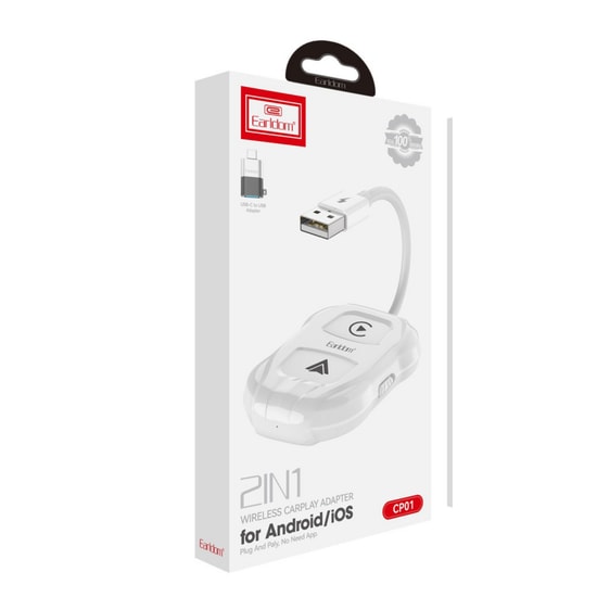 Earldom CP01 Araç İçi Kablosuz CarPlay Adaptörü (NT-120860) - Beyaz Renkli, 0 gr Ağırlık, Araç Aksesuarı Ürünü