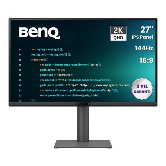 BenQ RD270Q 27" QHD IPS 144Hz Pivot Programlama Monitörü - USB-C 65W, HDR10, %99 sRGB, USB Hub, HDMI, DP, 5ms