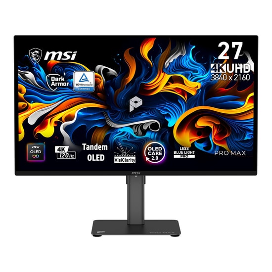 MSI PRO MAX 271UPX12G QD-OLED Monitör - 26,5 İnç 3840x2160 4K 120Hz 0,03ms FreeSync Premium Pro Pivot HDMI 2.1