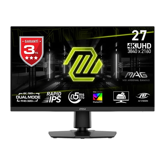 MSI MAG-272URDF-E16 27 inç Monitör - 3840x2160 UHD, 16:9, Rapid IPS, 160Hz, 0.5ms, FreeSync Premium, Pivot