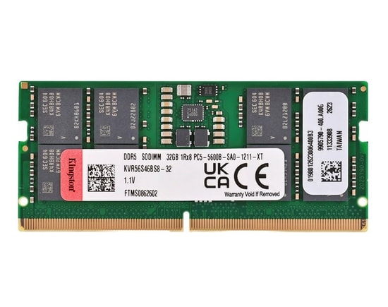 Kingston KVR56S46BS8/32 32GB DDR5 5600MHz SODIMM Notebook RAM - CL46, Non-ECC, 1.1V, 262-Pin, 32ns Erişim