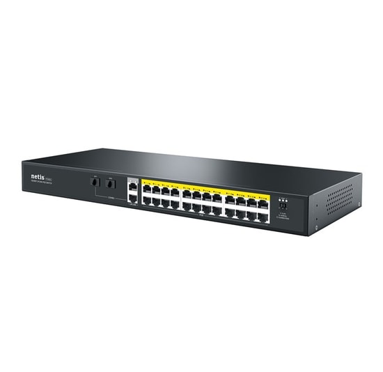 Stonet P124GH 24 Port 100Mbit PoE Switch - 24xPoE+, 320W, 2xSFP, Rackmount, Yönetilemez, 16K MAC, 440 x 180 x 45 mm