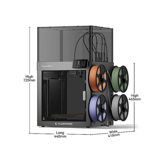 FlashForge Creator 5 Pro 3D Yazıcı (CREATOR-PRO-5) - FDM, 256x256x256 mm Baskı Hacmi, Çift Nozul, Isıtmalı Tabla