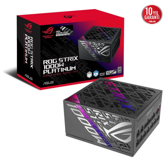 Asus ROG-STRIX-1000P-GAMING-E Güç Kaynağı - 1000W, 80+ Platinum, Tam Modüler, Aktif PFC, 10 Yıl Garanti, 135 mm Fan
