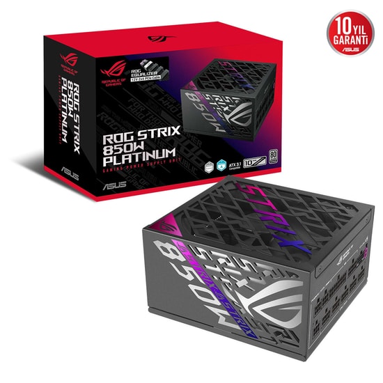 Asus ROG-STRIX-850P-GAMING Güç Kaynağı - 850 W, 80+ Platinum, Tam Modüler, Aktif PFC, 135 mm Fan, 10 Yıl Garanti