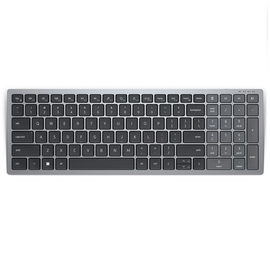Dell KB740 Kablosuz Klavye (580-AKOX) - İngilizce Q Düzen, Bluetooth, USB Alıcı, Çoklu Cihaz Bağlantısı, Gri
