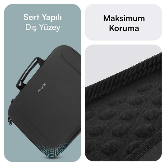 Mack MCE-1403-14-SIYAH Zone X Sert Yapılı 14 İnç Tablet Çantası - Darbe Korumalı, Siyah Renkli Koruyucu Çanta