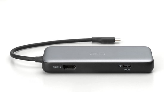 Digitus DA-70914 Type-C 7 Port Docking Station - 1x HDMI, 2x USB 3.2 Gen 2, RJ45, SD/MicroSD, USB-C PD, HDR10+