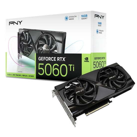 PNY GeForce RTX 5060 Ti Ekran Kartı (VCG5060T16DFXPB1) - 16 GB GDDR7, 128 Bit, PCIe 5.0, 180 W, Çift Fanlı