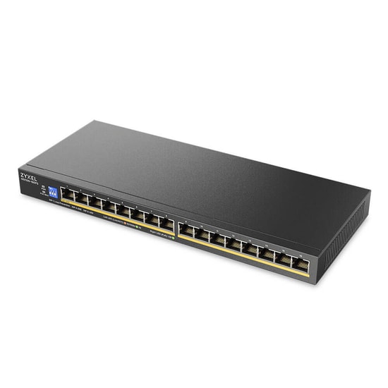 Zyxel GS1100-16EPS Switch (EU0101F) - 16 Port, 10/100/1000 Mbps, Yönetilemez, 1000Mbps Fiber Uplink, Sabit Portlu