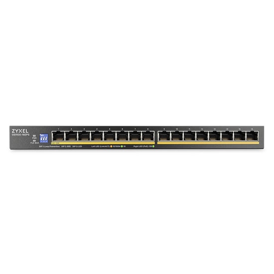 Zyxel GS1100-16EPS Switch (EU0101F) - 16 Port, 10/100/1000 Mbps, Yönetilemez, 1000Mbps Fiber Uplink, Sabit Portlu