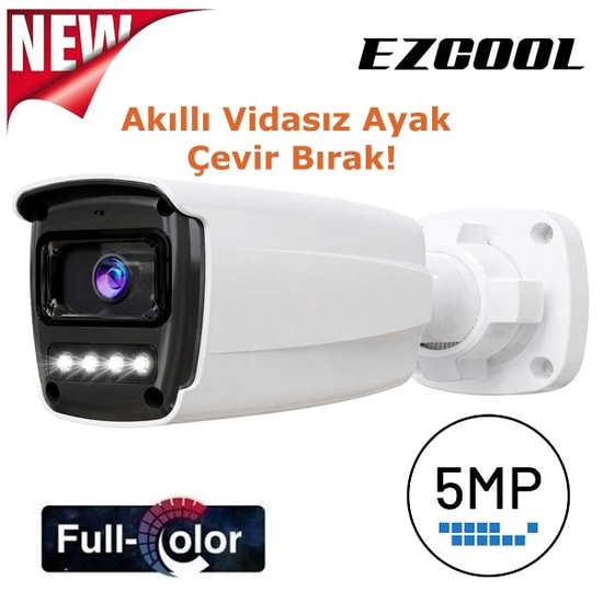 Ezcool EZ-1055FC 5MP Bullet Güvenlik Kamerası - 3.6mm Lens, 40m Gece Görüş Mesafesi, 4 Warm Full-Color AHD
