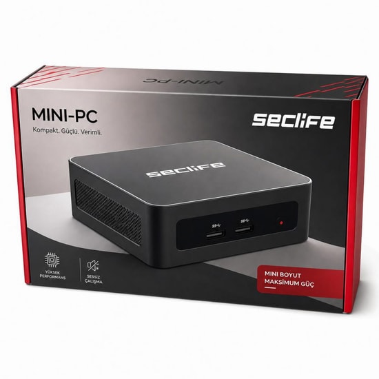 Seclife MP-Z045  Intel Core i5-12450H 8 GB RAM 500 GB SSD Mini PC - FreeDOS, Siyah, Paylaşımlı Grafik, Klavye Mouse