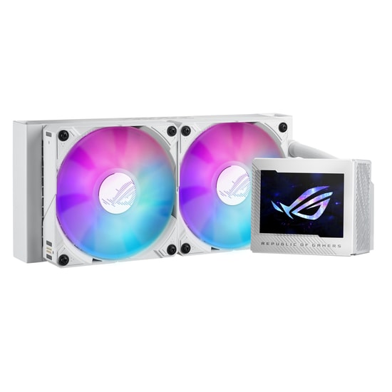 Asus ROG RYUJIN III 240 ARGB OLED Beyaz Sıvı CPU Soğutucusu - 3,5 inç LCD, 2x120 mm PWM Fan, 70.07 CFM, 36.45 dBA