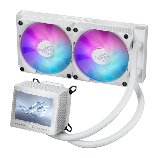 Asus ROG RYUJIN III 240 ARGB OLED Beyaz Sıvı CPU Soğutucusu - 3,5 inç LCD, 2x120 mm PWM Fan, 70.07 CFM, 36.45 dBA