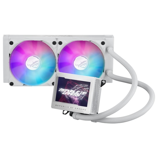 Asus ROG RYUJIN III 240 ARGB OLED Beyaz Sıvı CPU Soğutucusu - 3,5 inç LCD, 2x120 mm PWM Fan, 70.07 CFM, 36.45 dBA