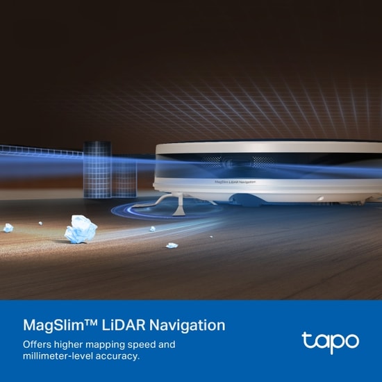 TP-Link TAPO RV20 MAX Beyaz Robot Süpürge ve Paspas - 5300 Pa, 83 mm, LiDAR, Wi-Fi, 180 dk, Otomatik Şarj