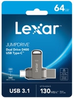 Lexar JumpDrive D400 64GB Dual Drive LJDD400064G-BNQNG USB Bellek - USB 3.1, Type-C ve Type-A, 130MB/s Okuma
