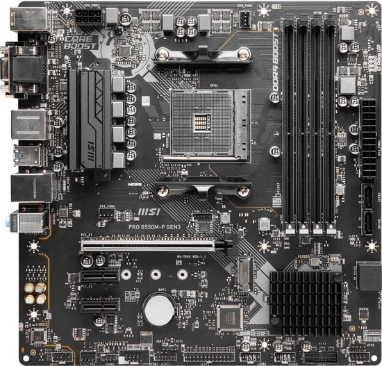MSI PRO B550M-P AM4 DDR4 Anakart - AMD B550, 4400MHz (OC), HDMI, DP, VGA, 2x M.2, USB 5Gbps, Micro ATX Yapısı