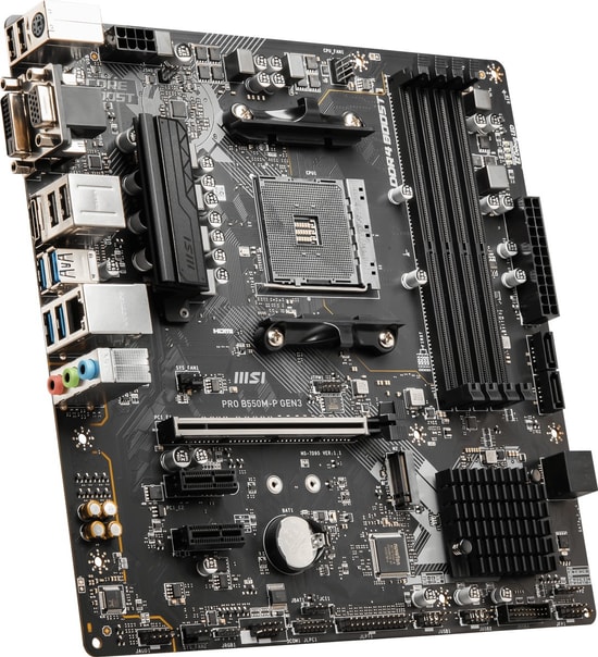 MSI PRO B550M-P AM4 DDR4 Anakart - AMD B550, 4400MHz (OC), HDMI, DP, VGA, 2x M.2, USB 5Gbps, Micro ATX Yapısı