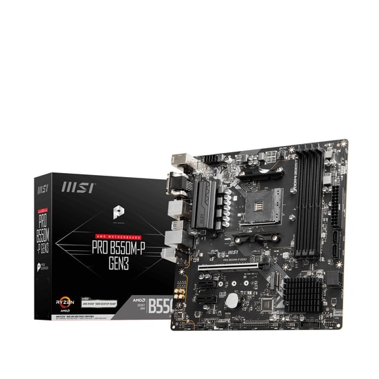 MSI PRO B550M-P AM4 DDR4 Anakart - AMD B550, 4400MHz (OC), HDMI, DP, VGA, 2x M.2, USB 5Gbps, Micro ATX Yapısı