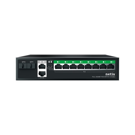 Stonet P112GS 10/100Mbps 8xPoE+ 120W Switch - Yönetilemez, 10 Port, 2xSFP, Gigabit Uplink, IEEE 802.3af/at