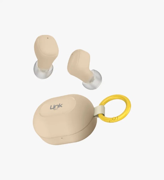Linktech DOT7 Super Mini Çöl Altın TWS Bluetooth Kulaklık - BT v6, 230mAh Pil, 14 Saat Müzik, HIFI Audio Bas, TypeC Şarj