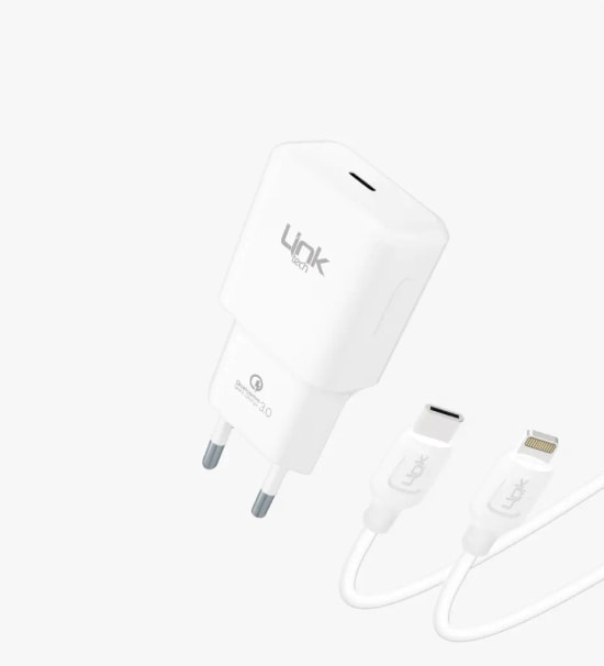 Linktech T466e Strong ECO Dostu 20W Şarj Cihazı ve 20W Type-C Lightning Kablo - QC 3.0 Hızlı Şarj, Aşırı Güç Koruması
