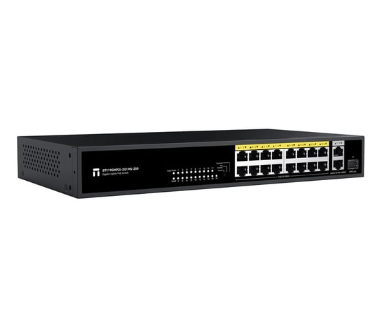 Stonet ST119GHPDI-2G1MS-250 16xPoE+ 225W Yönetilemez Switch - 16x100Mbps PoE, 2xGigabit Uplink, 1x2.5G SFP, Masaüstü