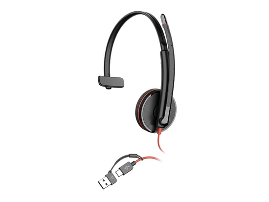 HP Poly Blackwire 3210 Mono USB-C Kablolu Kulaklık (8X214AA) - USB-C/A Adaptörü, Mikrofonlu, Siyah, 32 Ohm