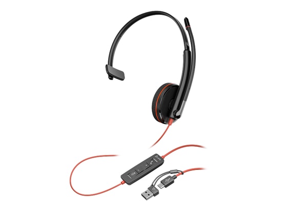 HP Poly Blackwire 3210 Mono USB-C Kablolu Kulaklık (8X214AA) - USB-C/A Adaptörü, Mikrofonlu, Siyah, 32 Ohm