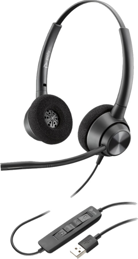 HP Poly EncorePro 320 767G0AA Stereo USB-A Kablolu Kulaklık - Gürültü Önleyici Mikrofon, Inline Kontrol, 28 mm