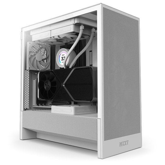 Nzxt H5 Flow 2024 Beyaz E-ATX Mid Tower Kasa (CC-H52FW-01-750-V2) - USB 3.2, USB-C, Temperli Cam, Şeffaf Yan Panel