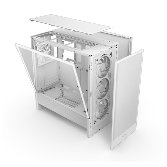 Nzxt H5 Flow 2024 Beyaz E-ATX Mid Tower Kasa (CC-H52FW-01-750-V2) - USB 3.2, USB-C, Temperli Cam, Şeffaf Yan Panel