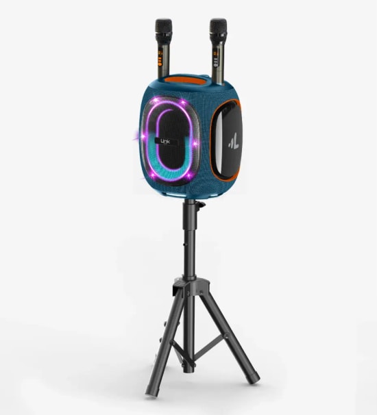 Linktech LPS-M424 300W Mavi Bluetooth Hoparlör - Çift Mikrofon, Extra Bass, 27.000 mAh Batarya, USB, Type-C, SD Kart