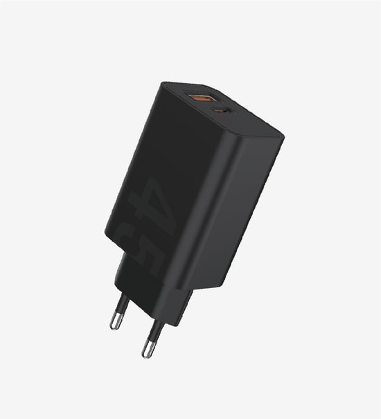 LinkTech T462e Strong 45W PD Çift Çıkışlı QC 4.0 Eco Siyah Hızlı Şarj Aleti (LCT-T462e) - PD 3.0, 3A Akım Korumalı