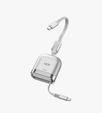 Linktech KN03 Fast 240W Manyetik Type-C Geri Sarılabilir Gümüş Örgü Kablo - Smart E-Marker Çip, PD 3.1 Süper Hızlı Şarj