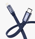 Linktech K576 Fast 1,5m 30W Type-C Lightning Lacivert Örgü Kablo - Metal Alaşımlı Uç, Flat Braided, Anti-tangle