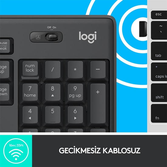 Logitech MK295 Sessiz Kablosuz Türkçe Q Düzen Klavye Mouse Seti (Siyah) (920-009804) - SilentTouch Teknolojisi